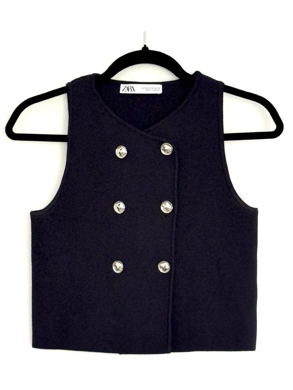 ZARA Dark Navy V-Neck Knit Top